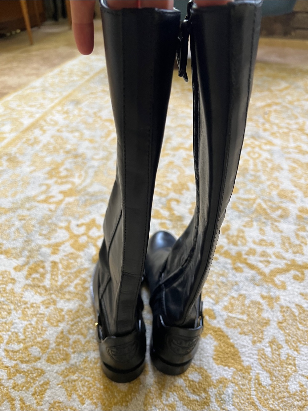 Tory Birch Classic Black Leather Knee-High Riding Boots - Women's size 5 - Picture 5 of 9
